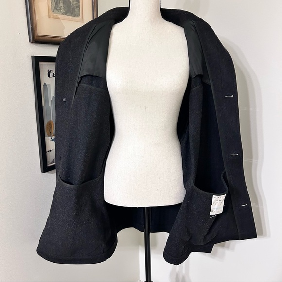 Men’s Hugo Boss Pea Coat Jacket Cashmere/Wool Black Size US 46R - Picture 3 of 5